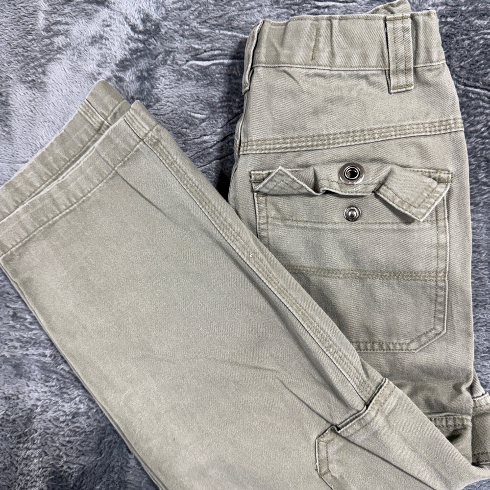 Faded Glory Cargo Pants Boys 8 Green Adjustable Waist Utility